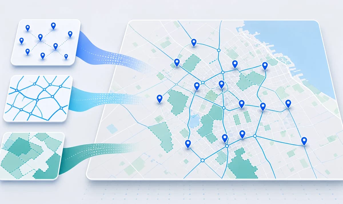 Integration of different information sources into a unified cartographic environment.